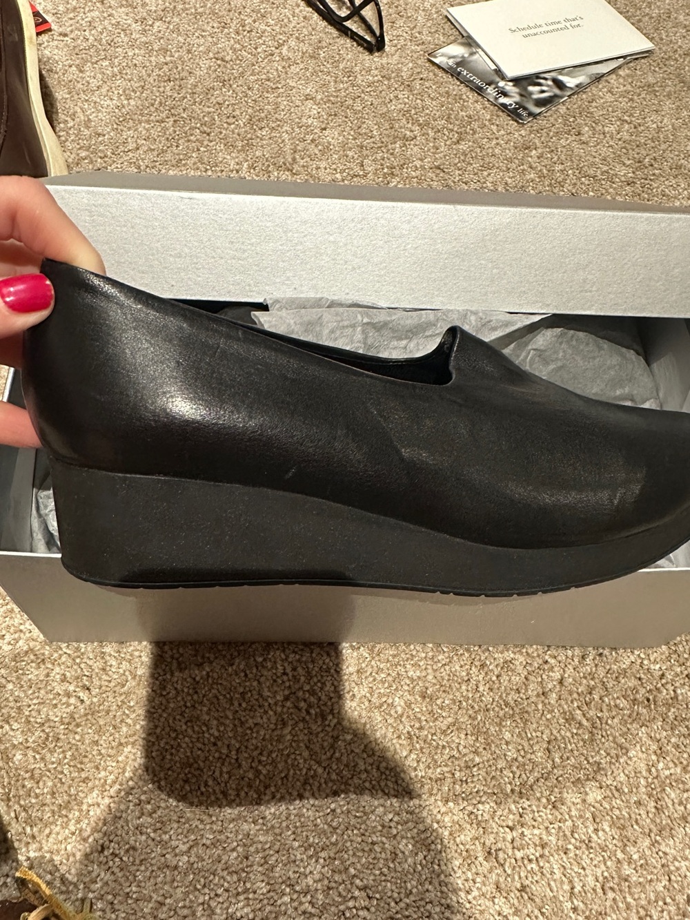 Robert Clergerie Black Leather Wedge Slip-On